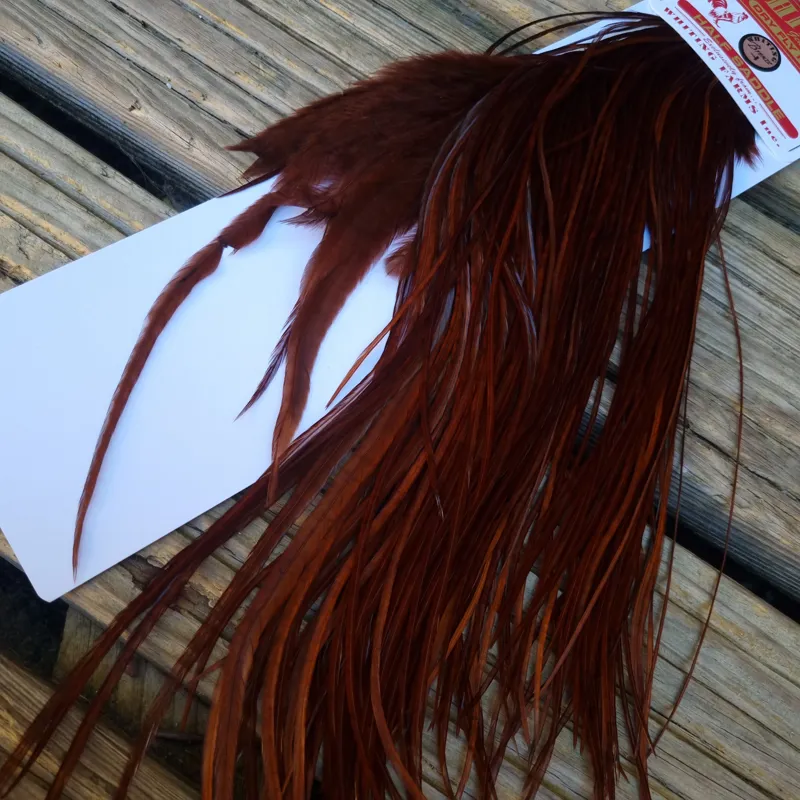 Whiting 1/2 BRONZE Grade Dry Fly Rooster Saddle in Coachman Brown-3